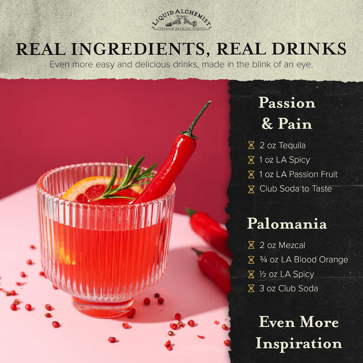 Liquid Alchemist Spicy Habanero Infused Simple Syrup for Cocktails | Real Ingredients Make our Habanero Syrup a Great Spicy Margarita Mix | Small Batch Non-GMO &amp; Vegan | 12.7 oz Drink Mixer, Pack of 1