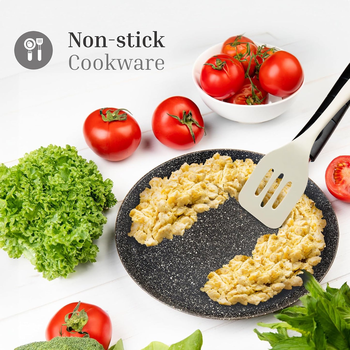 JS Gourmet 3 Pcs Colorful Silicone Slotted Turner Set, Heat Resistant Non-Scratch Kitchen Spatula Flipper with Comfortable Handle for Non-Stick Cookware