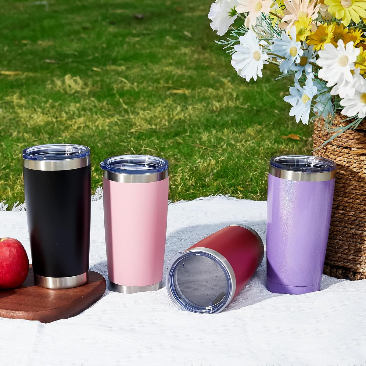 MEWAY 20oz Tumbler Cup Double Wall Vacuum Insulated Travel Mug Bulk, Stainless Steel Tumblers with Lid and Straw, Durable Powder Coated Coffee Cups for Cold &amp; Hot Drinks (Army Green, 1)