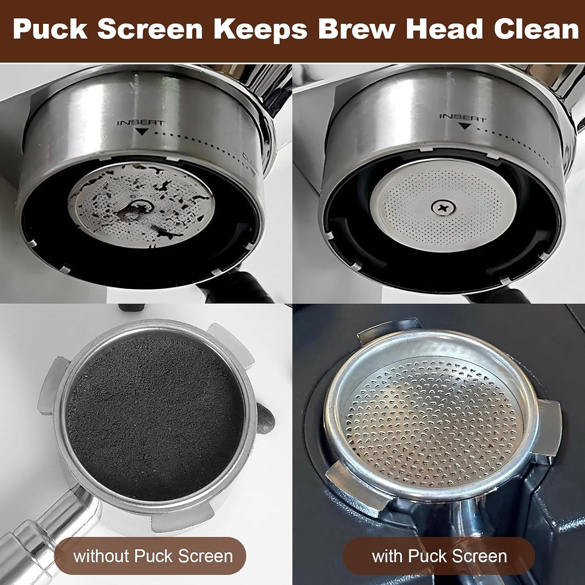 MEION 54mm Bottomless Portafilter with Anodized Aluminum Handle for Breville Barista Express, Barista Pro, Sage, BES870XL, BES878, BES880, Espresso Portafilter with 18g Filter Basket &amp; Puck Screen