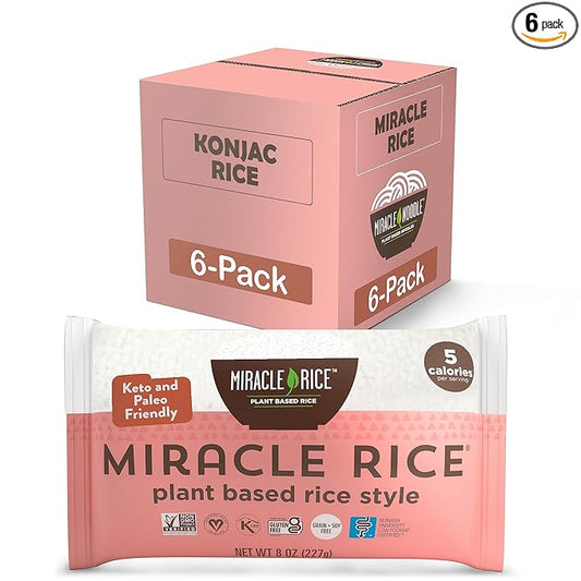 Miracle Noodle Konjac Rice - Keto, Plant-Based, Gluten, Grain & Soy Free, Low in Carbs & Calories, Perfect for Stir-Fry,