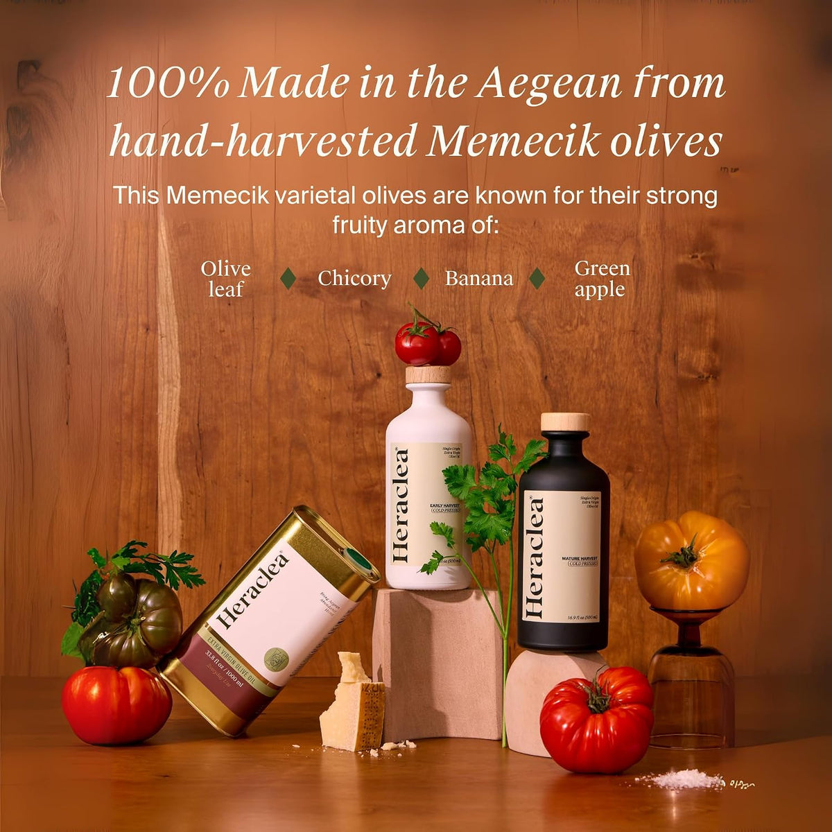 Heraclea - The Pairing - Organic Extra Virgin Olive Oil - Cold Pressed - Organic Olive Oil - Cold Pressed EVOO - Polyphenol Rich EVOO - 16.9 oz Bottles | Cold Pressed - Organic EVOO - Polyphenol Rich EVOO - Family Farmer Grown &amp; Produced in Turkey - 1