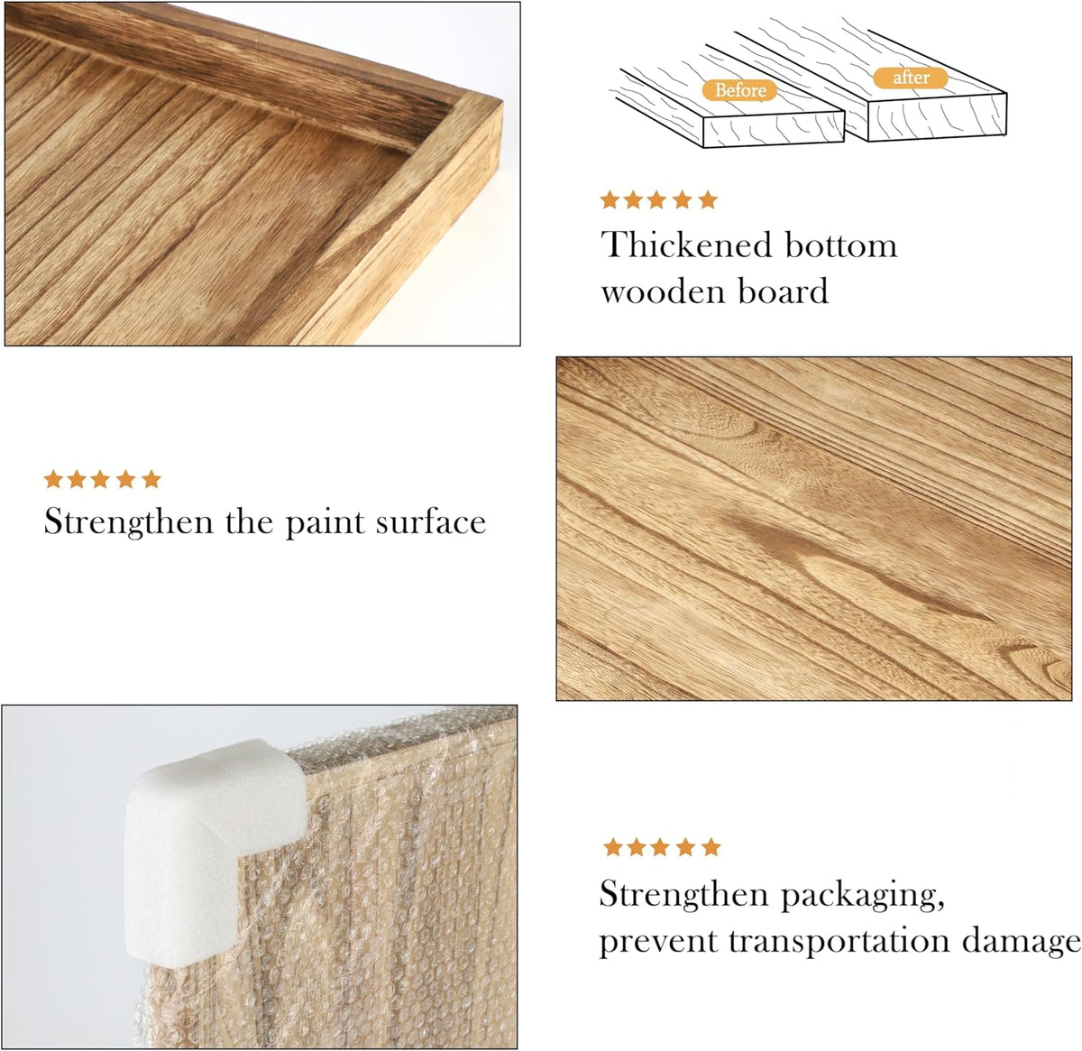 40"x20" Extra Large Long Rectangle Ottoman Table Tray - Rustic Wooden Nature Serving Tray for Farmhouse Decorative Oversized Coffee Table Trays Living Room Kitchen Counter Breakfast