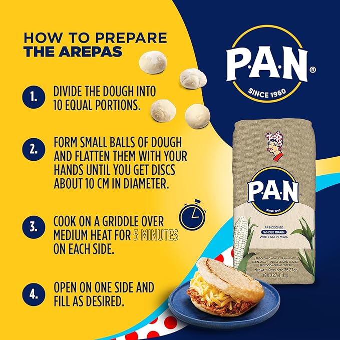 P.A.N. Whole Grain White Corn Meal – Pre-cooked Gluten Free and Kosher Flour (2lb 3.27oz) (Pack of 2)