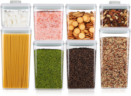 8 Pcs Pop Food Storage Containers Airtight Food Storage Containers Set with Lids Kitchen Pantry Organization and Storage,