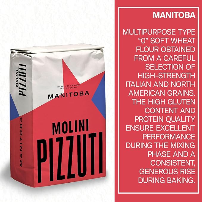 Molini Pizzuti Manitoba Flour – Premium Italian Type '0' High-Protein Flour for Artisan Breads, Pizza, and Pastries – 5kg Bag