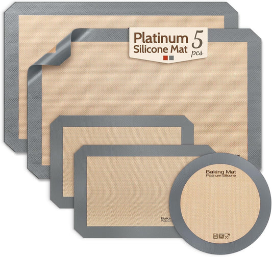 Non Stick Silicone Baking Sheet - 2 Half & 2 Quarter & 9'' Round Baking Mat