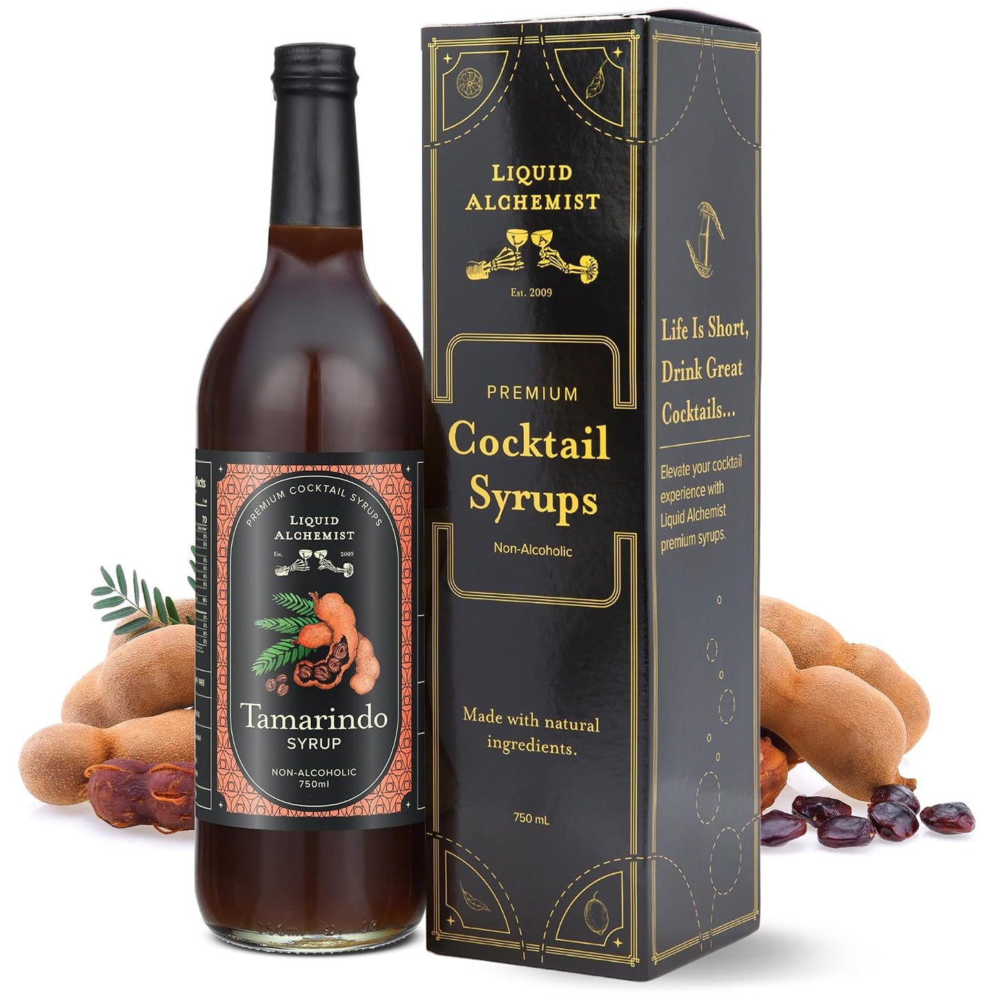 Liquid Alchemist Tamarind Syrup for Cocktails | Real Ingredients Make our Tamarind Puree the Perfect Spicy Margarita Mix | Small Batch, Non-GMO &amp; Vegan | 25.4 Oz Drink Mixer, Pack of 1