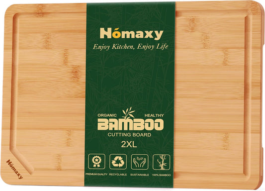 Homaxy Extra Large Organic Bamboo Cutting Boards for Kitchen, 20"x14" Wooden 2XL Cutting Board with Juice Groove and