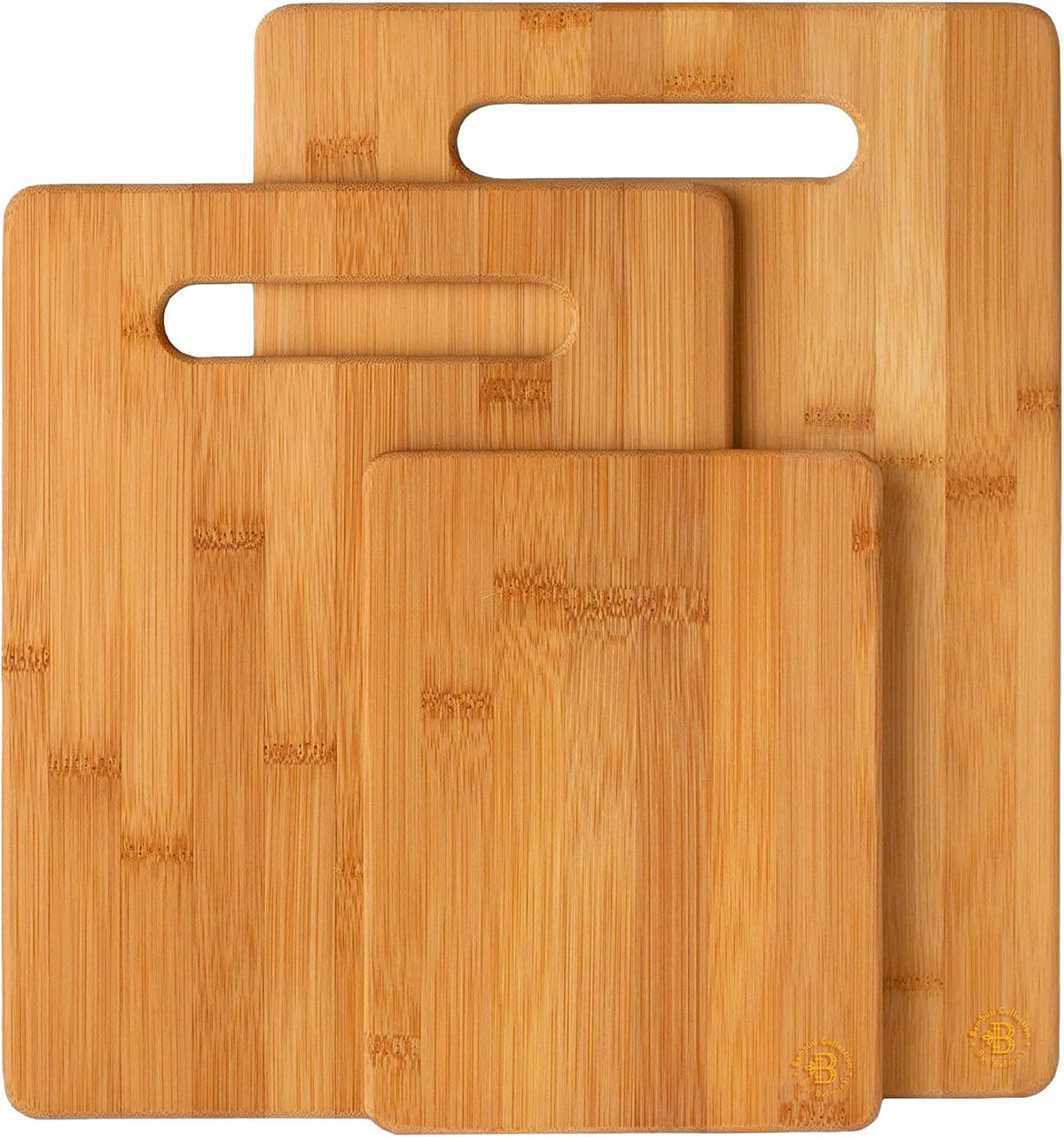 Bamboo Cutting Boards for Kitchen - Set of 3 Reversible Wood Cutting Boards with Handle