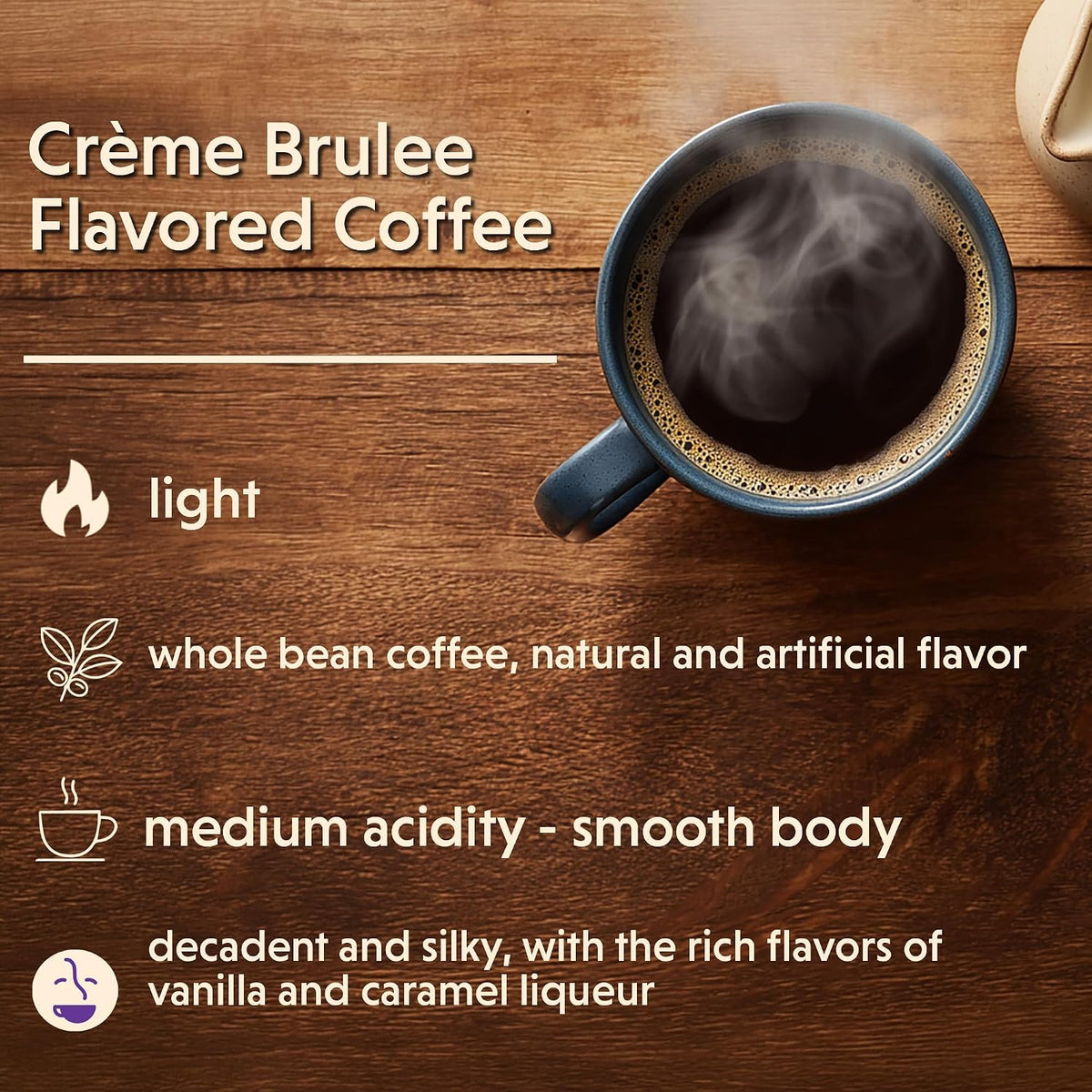 Coffee Bean Direct Crème Brûlée Flavored, Whole Bean, 2.5lb Bag | Light Roast, Dessert Inspired Flavored Coffee Beans