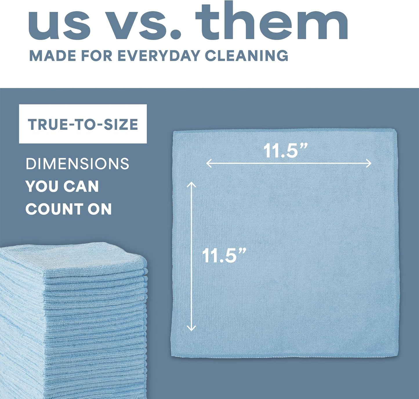 S&amp;T INC. Microfiber Cleaning Cloth, 100 Pack, 11.5" x 11.5", Light Blue