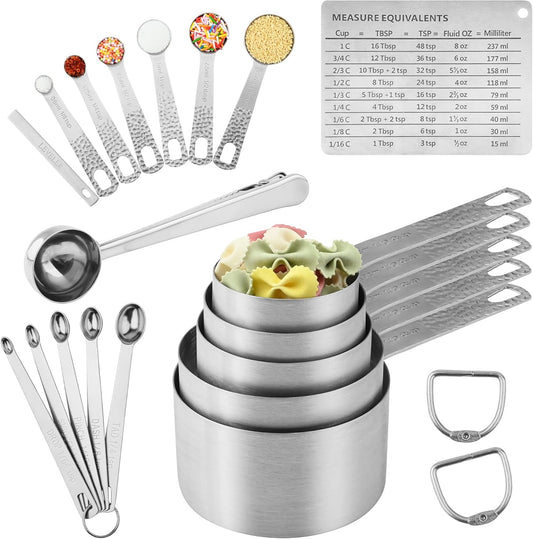 Measuring Cups, Measuring Cups and Spoons Set, Stainless Steel 6 Measuring Spoons Set and 5 Measuring Cup for Kitchen &