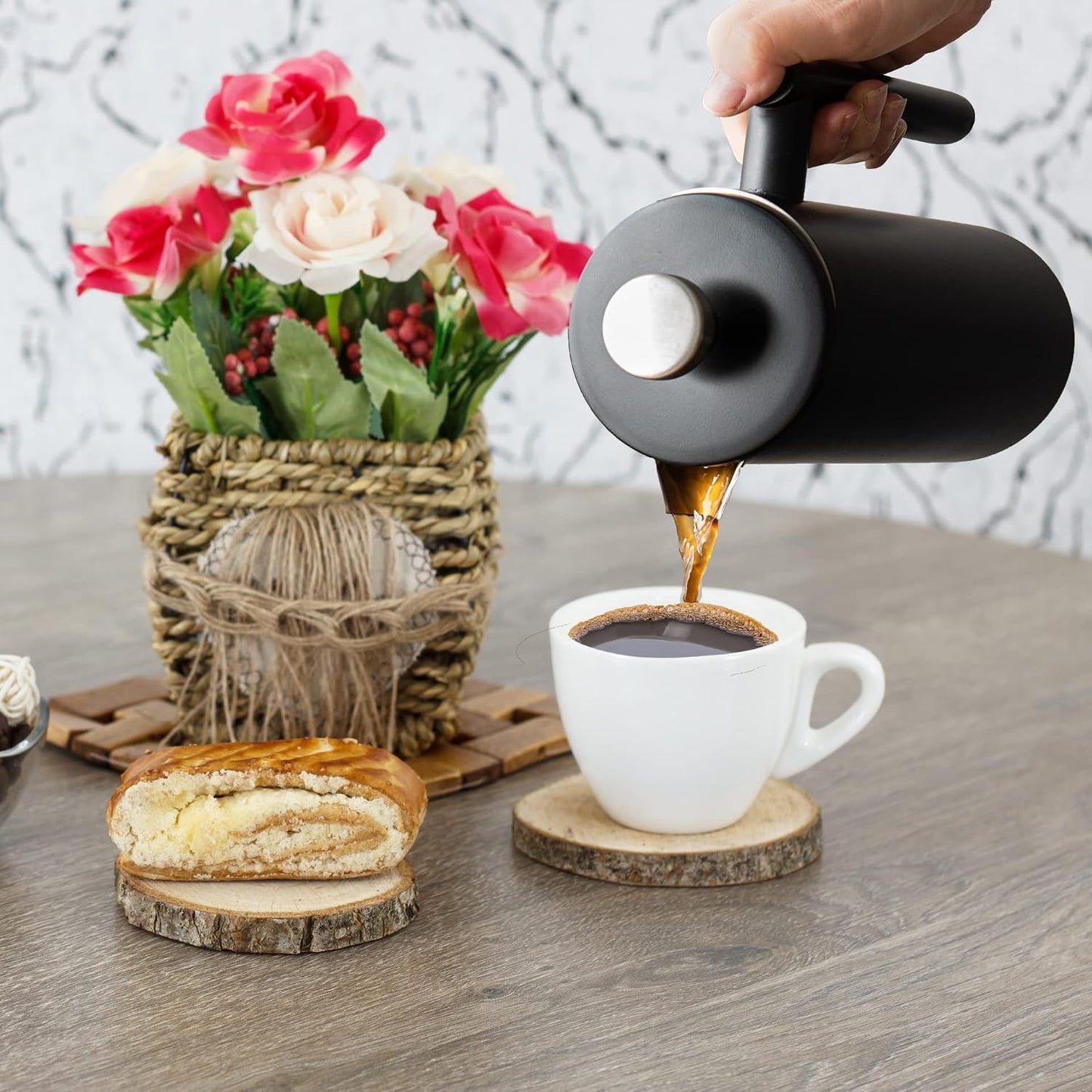 Mixpresso French Press Coffee Maker, 26 Oz Stainless Steel Coffee Press | Double wall insulated stainless steel French Press with durable filter for coffee or loose leaf tea, easy to press and clean