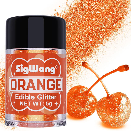 Orange Edible Glitter - 5g Food Grade Cake Decorating Shimmering Glitter, Edible Sprinkle Luster Dust for Drinks,
