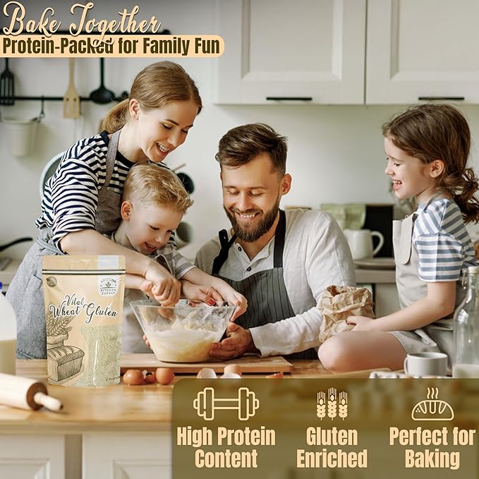 2.2 lb Vital Wheat Gluten | High-Protein, All-Natural Wheat Protein for Bread, Pizza Dough, Seitan, and More | Vegan & Keto-Friendly Baking Essential by Arizona Kitchen Supply