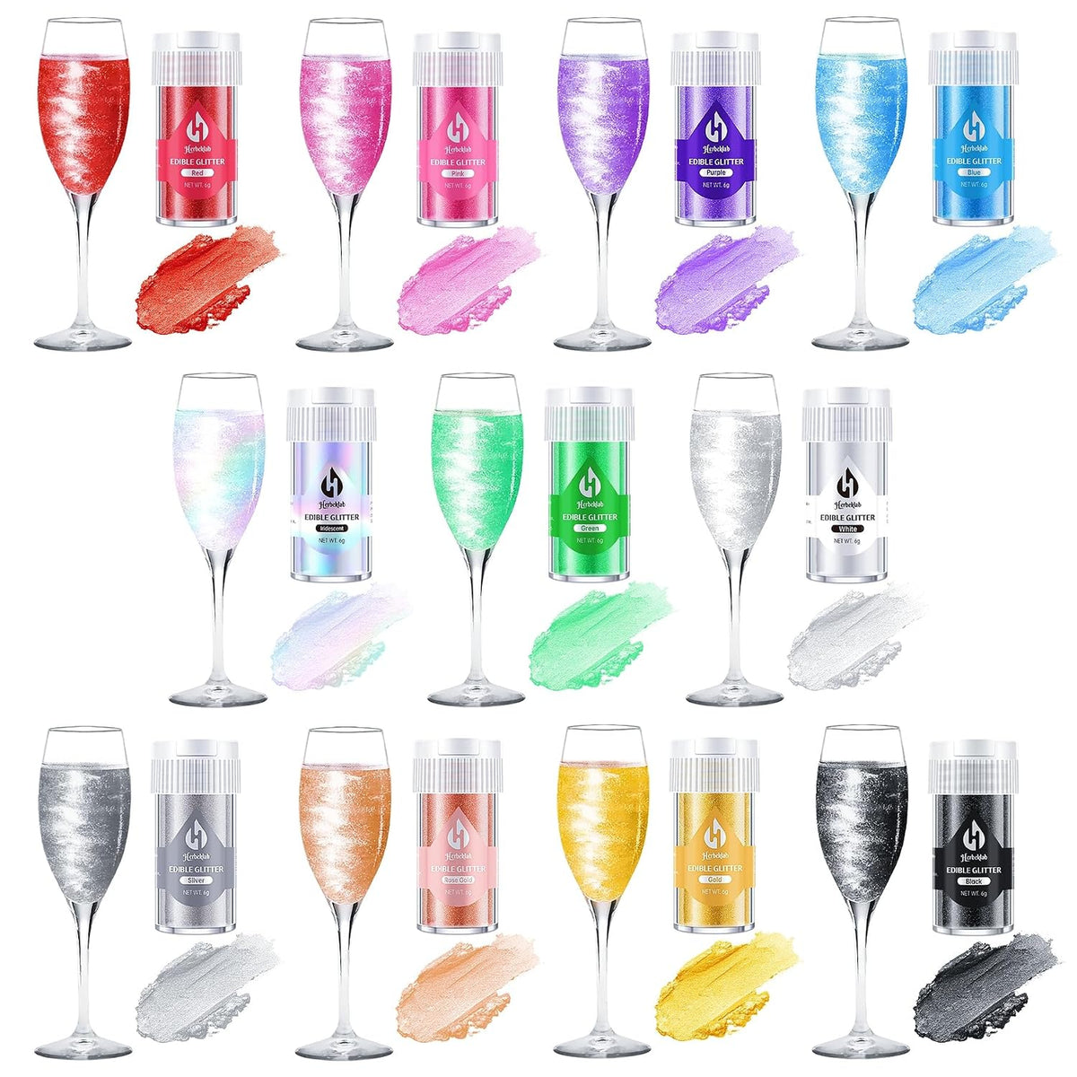 Iridescent Edible Glitter – 6g Rainbow Luster Dust Drink Glitter, Food Grade Shimmer Powder for Cocktails, Cakes, Beverages, Chocolate &amp; Candy