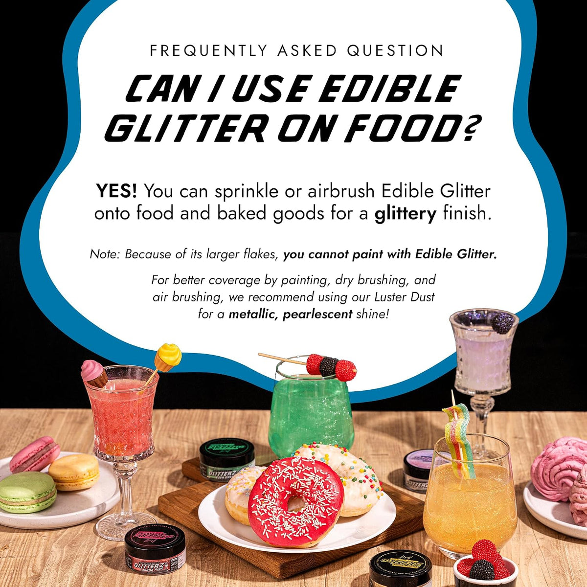 MONÉGASQUE Ocean Blue Edible Glitter for Drinks &amp; Cakes, Drink Glitter, 10g