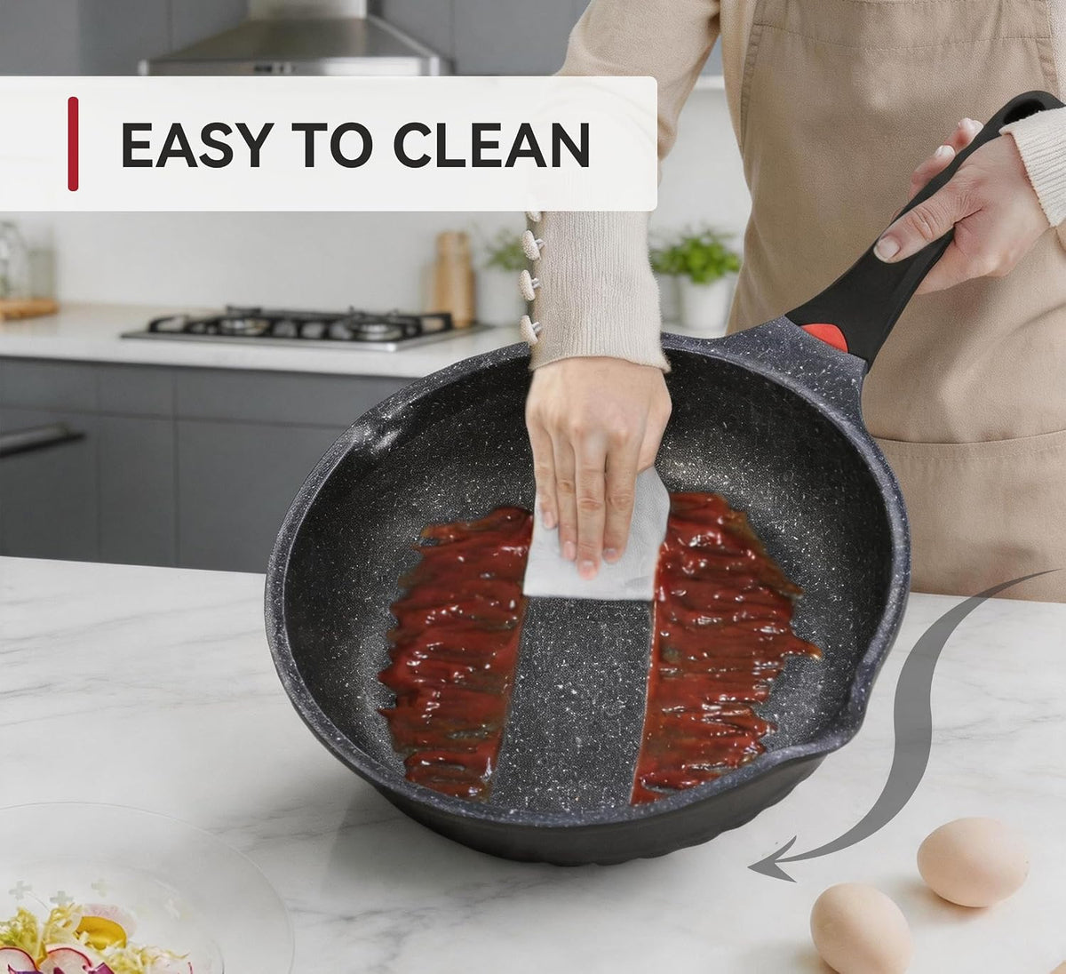 Vinchef New Handle Update 11In/5Qt Aluminum Nonstick Deep Frying Pan with Lid and Heat Indicator, Anti Scratch and Anti Stain Deep Saute Pan, Induction Compatible