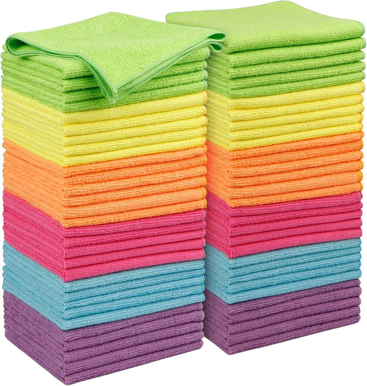 Orighty Microfiber Cleaning Cloth Pack of 60, Microfiber Towels for Cars, Highly Absorbent Car Cleaning Supplies, Lint Free