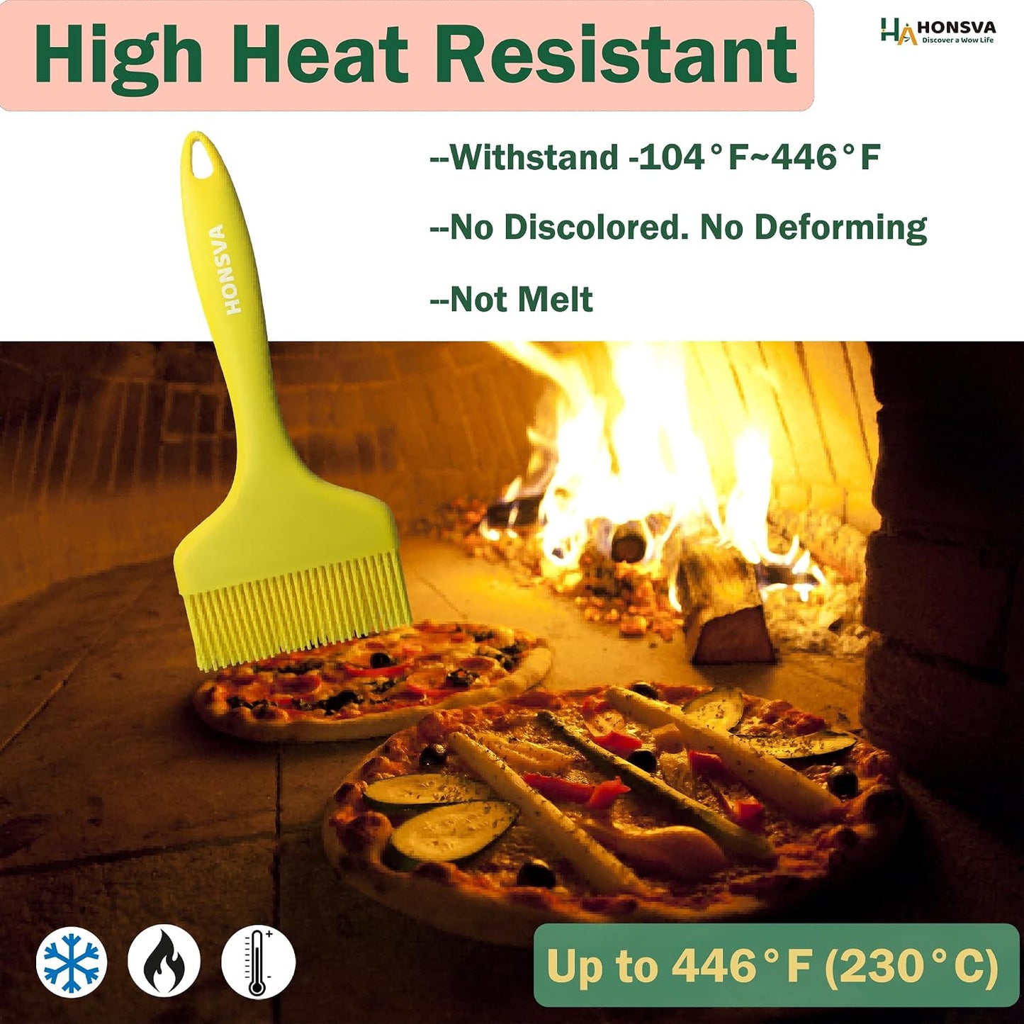 Widened Silicone Pastry Basting Brush 2 Pcs, One-Piece Design, W/3.5", Heat Resistant Kitchen Brush for Baking, Grilling, Saucing Oil, BBQ Sauce, Marinade etc, Dishwasher Safe,Yellow&amp;Green