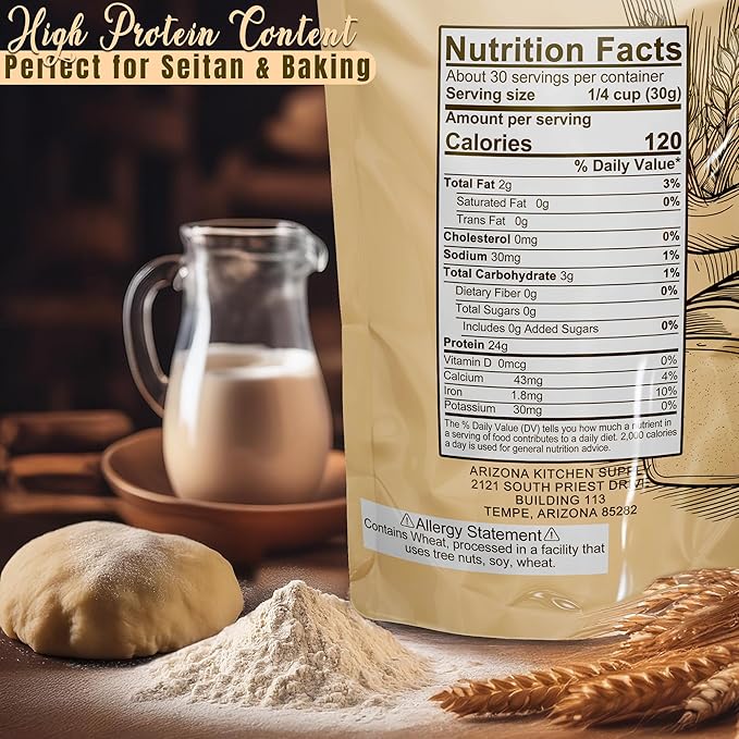 2.2 lb Vital Wheat Gluten | High-Protein, All-Natural Wheat Protein for Bread, Pizza Dough, Seitan, and More | Vegan & Keto-Friendly Baking Essential by Arizona Kitchen Supply