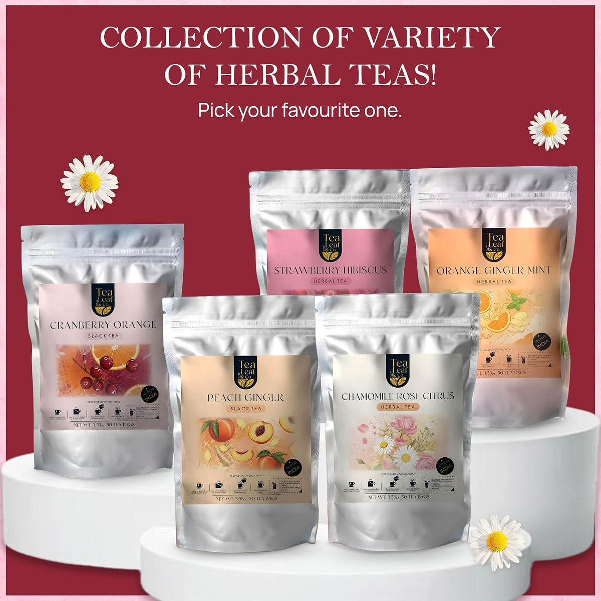 Chamomile Rose Citrus Herbal Tea 100g, Natural Herbal Infusion, 50 Tea Bags