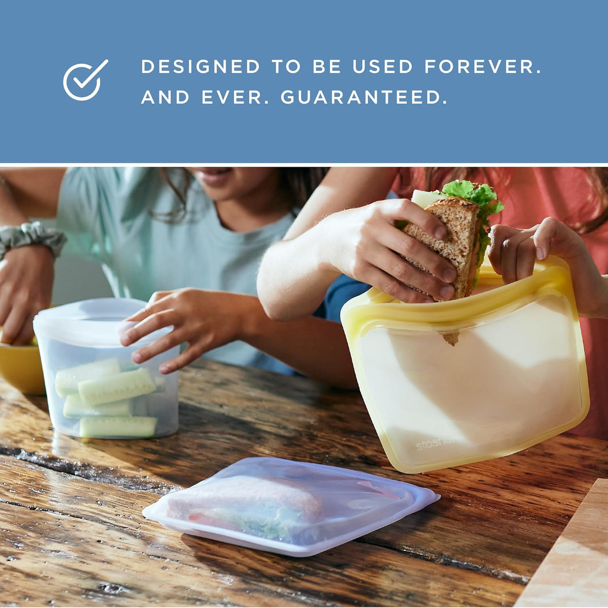 Stasher Premium Silicone Reusable Food Storage Sandwich Bag, Tie Dye Blue, Microwave, Sous Vide, Dishwasher, Oven and Freezer Safe, BPA Free, Leak-free, Eco-friendly, 28 Oz