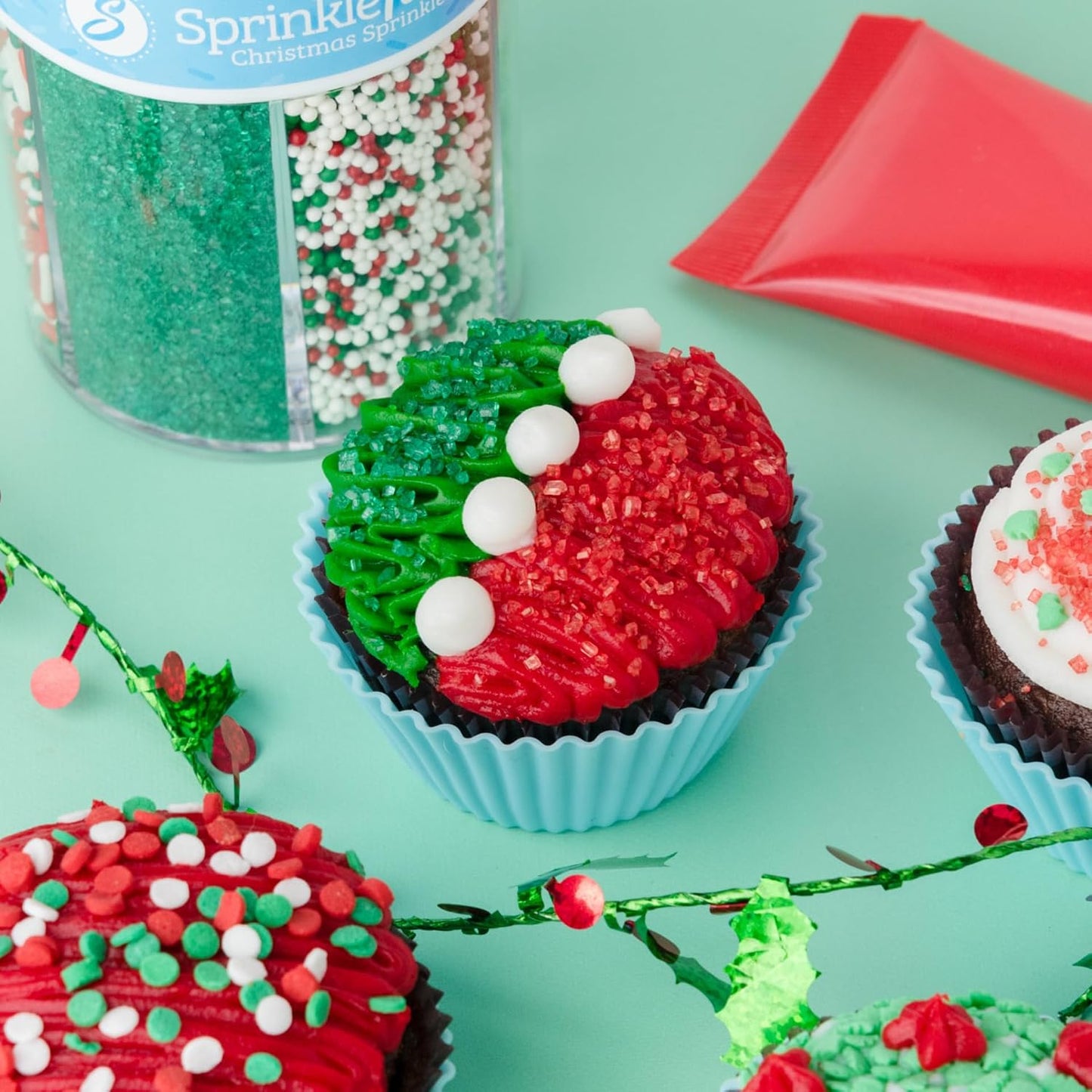 Sweets Indeed Christmas Sprinkles Mix – 6-Cell Holiday Assortment 6.45 oz | Edible Jimmies, Nonpareils &amp; Sugar Pearls for Decorating Christmas Cookies, Cupcakes, Cakes &amp; Holiday Desserts