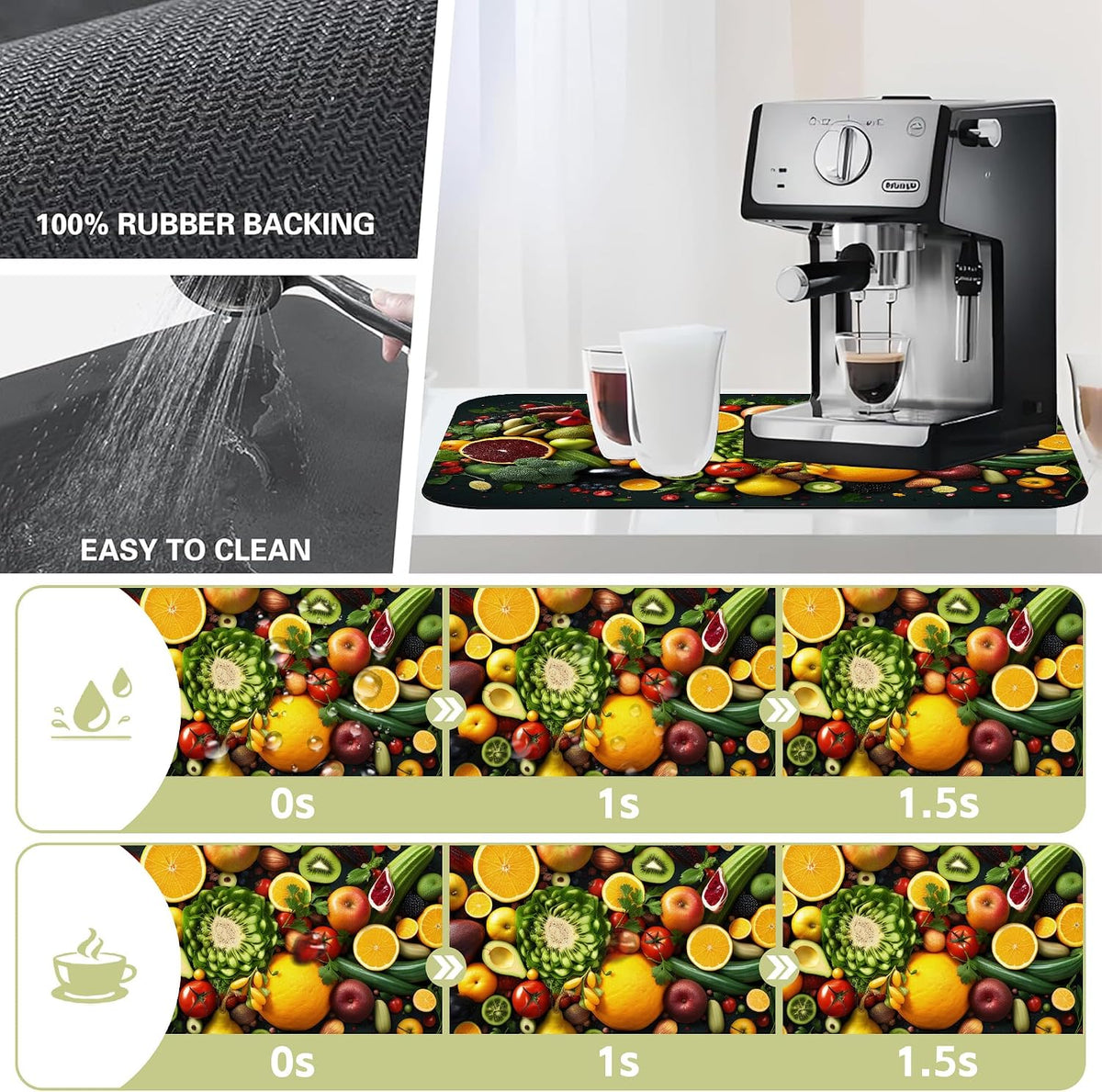 Dish Drying Mat for Kitchen Counter Absorbent Dish Coffee Mat 16"X24"
