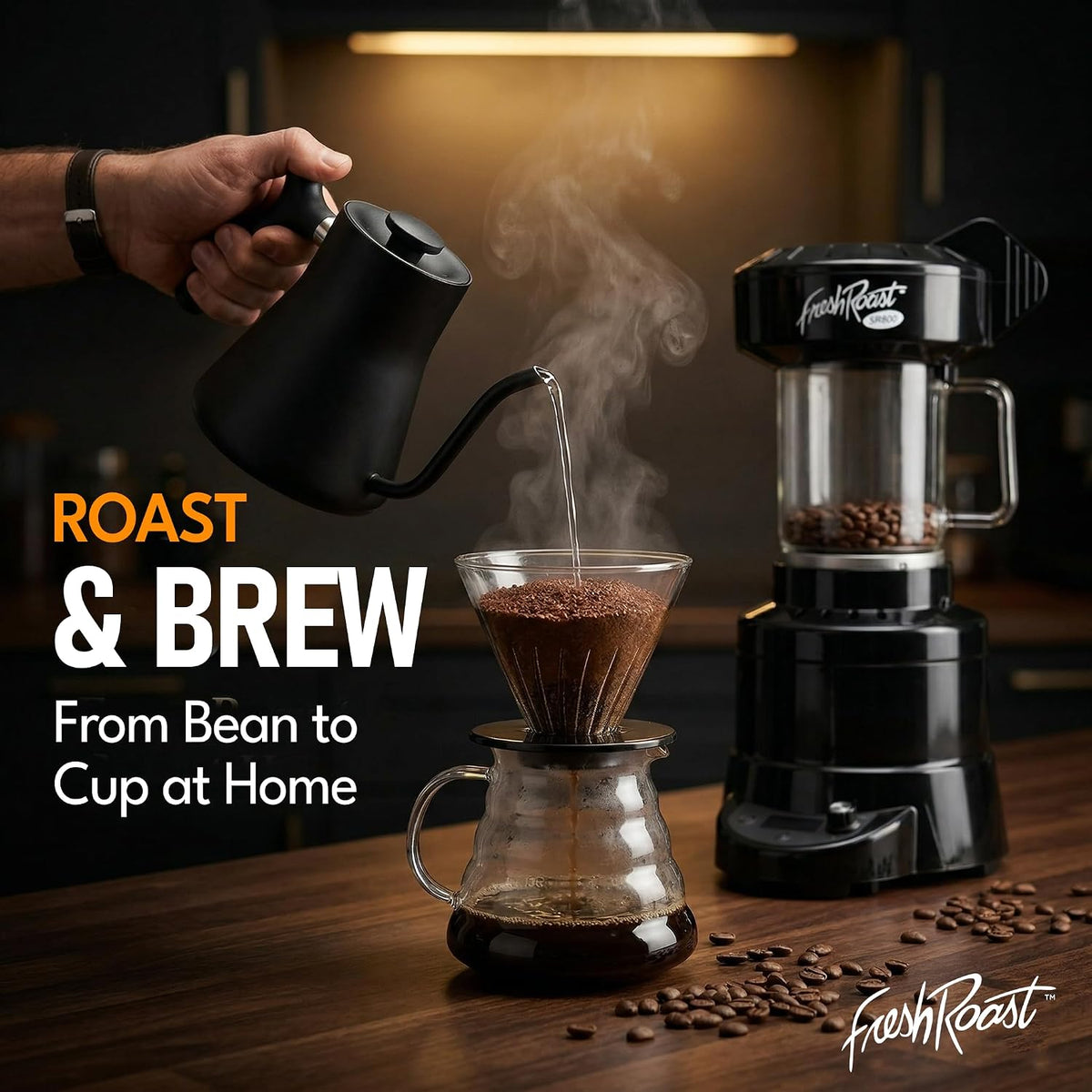 Fresh Roast SR800 Coffee Roaster – Roast Coffee at Home – Variable Heat and Fan Control – Digital Display – Roasts 6–8 oz (170–226g) Per Batch – Easy to Use – Fast Roast Time