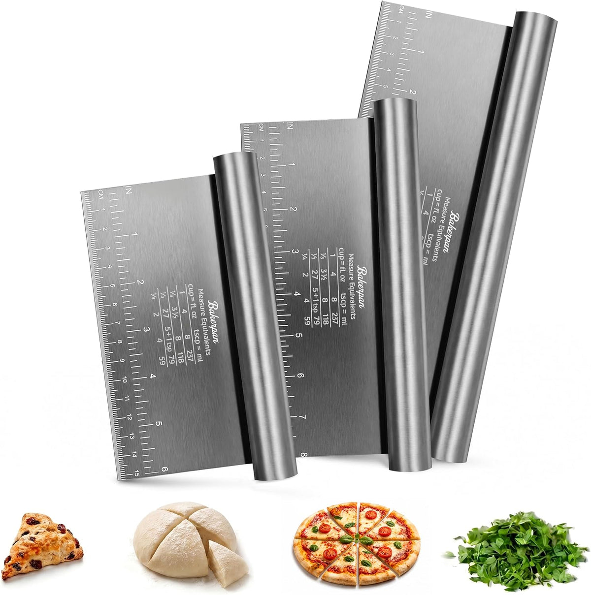 Bakerpan Stainless Steel Heavy Duty Dough Cutter 3 Size Set - 10
