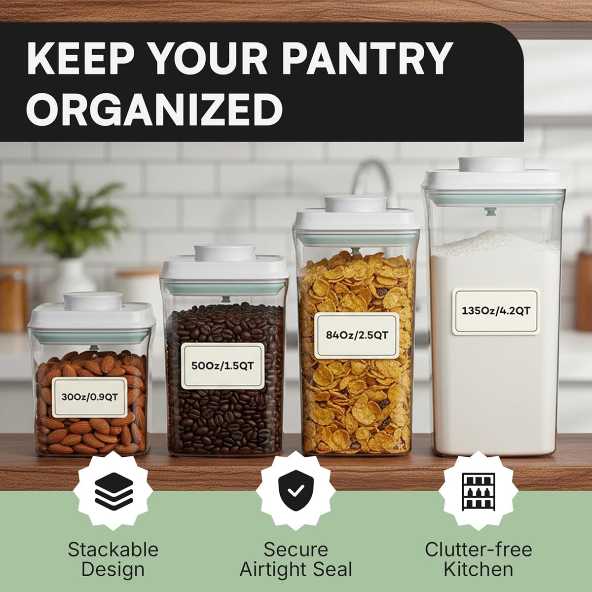 Bop Top Airtight Food Storage Containers | Pop-Top Lid | 10.5 Cups / 84 Oz