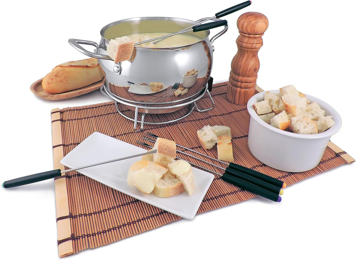 Swissmar Mont Brule Electric Fondue Set, 9-Piece, 2.1 Quart, Stainless