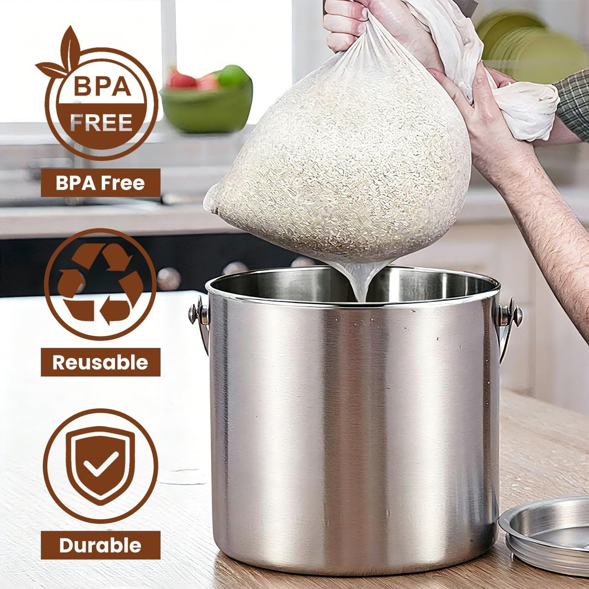 2 Pack Beer Brew Bags, Reusable 250 Micron Fine Mesh Strainer Bags