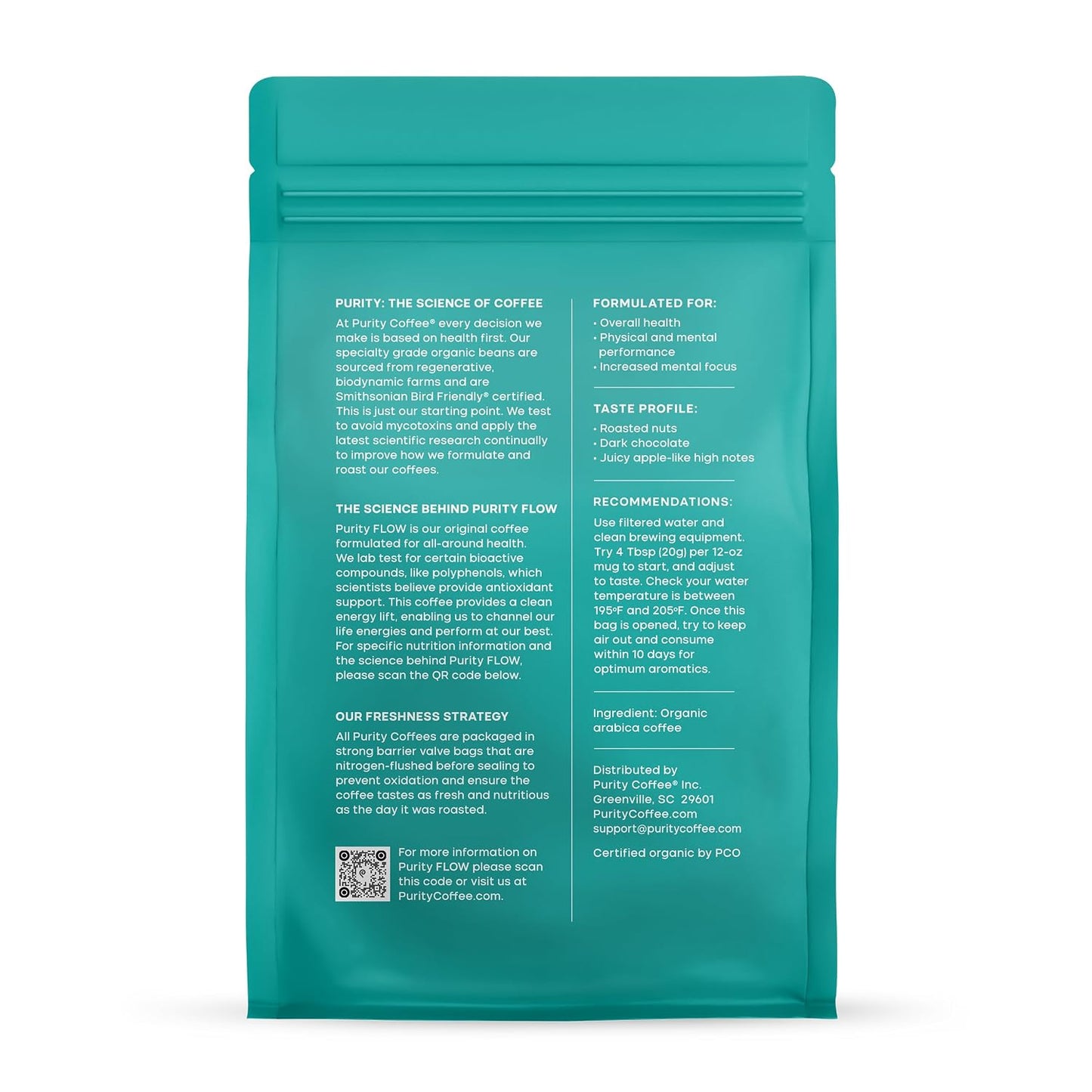 FLOW Original Medium Roast Ground (12oz Bag) | Specialty-Grade USDA Organic Arabica Blend | Third Party Tested for Mold, Mycotoxins &amp; Pesticides