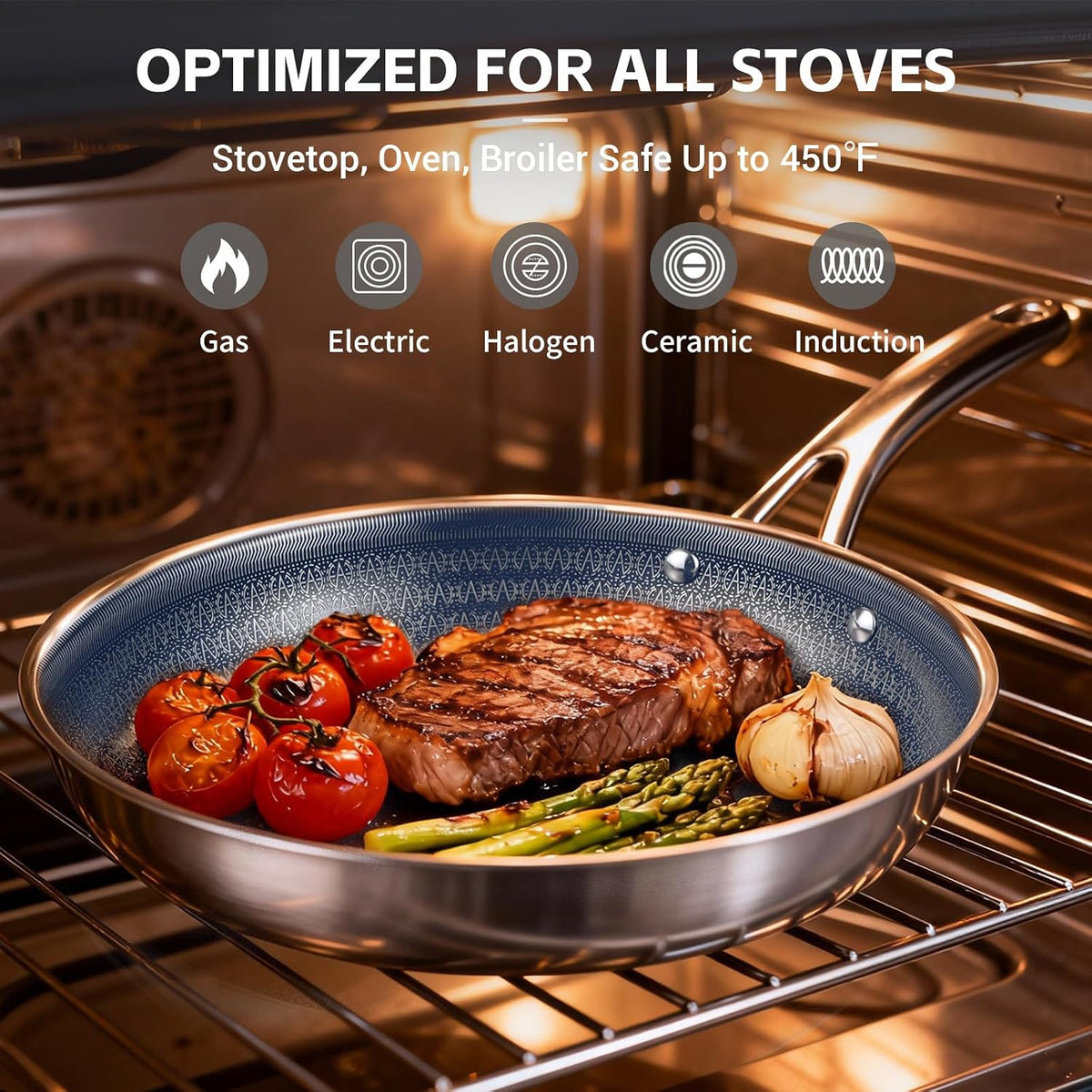 Ammeloo 17 Pcs Pots and Pans Set Non Stick, Stainless Steel Cookware Set