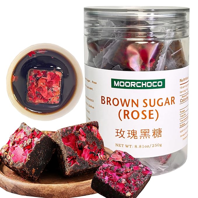Black Sugar from Yunnan, Pure Brown Sugar Sweetener for Cooking, Additive-Free (Rose 8.81oz)