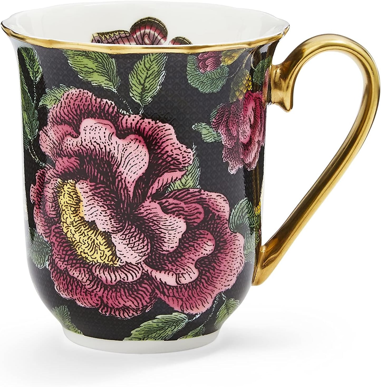 Spode – Creatures of Curiosity – Mug – 12 oz - Black Floral