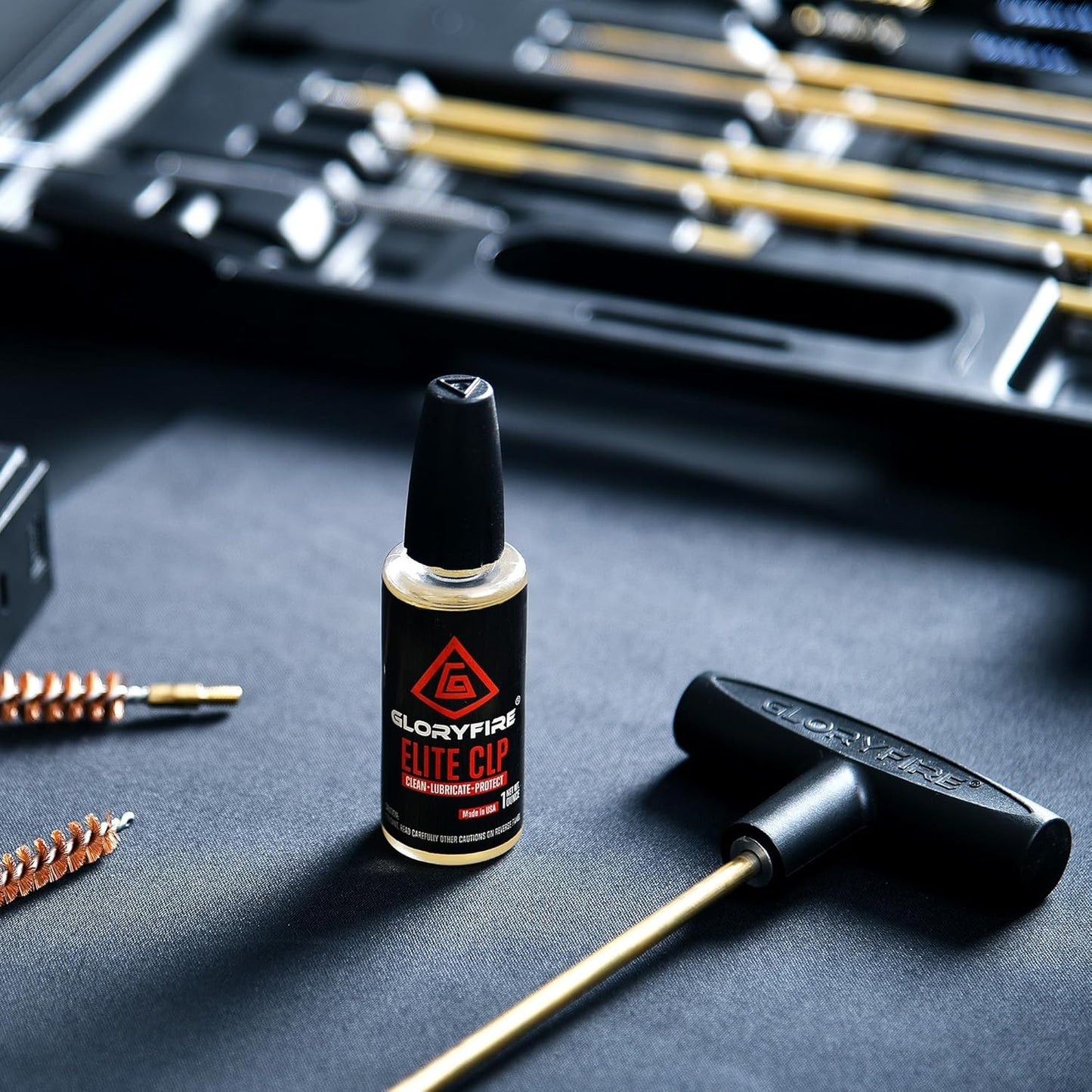 GLORYFIRE Elite Gun Cleaning Kit Universal Gun Cleaner for Shotgun, Pistol,with Lightweight Carrying Case, Reinforced and Lengthened Rods and Steel Wire, High-end Double Head Brushes