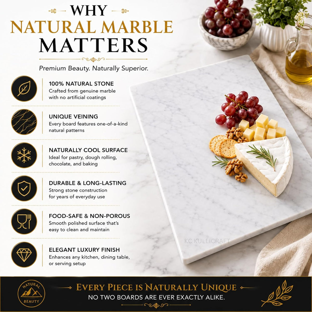 Marble Pastry &amp; Cutting Board, 10x14 Inch