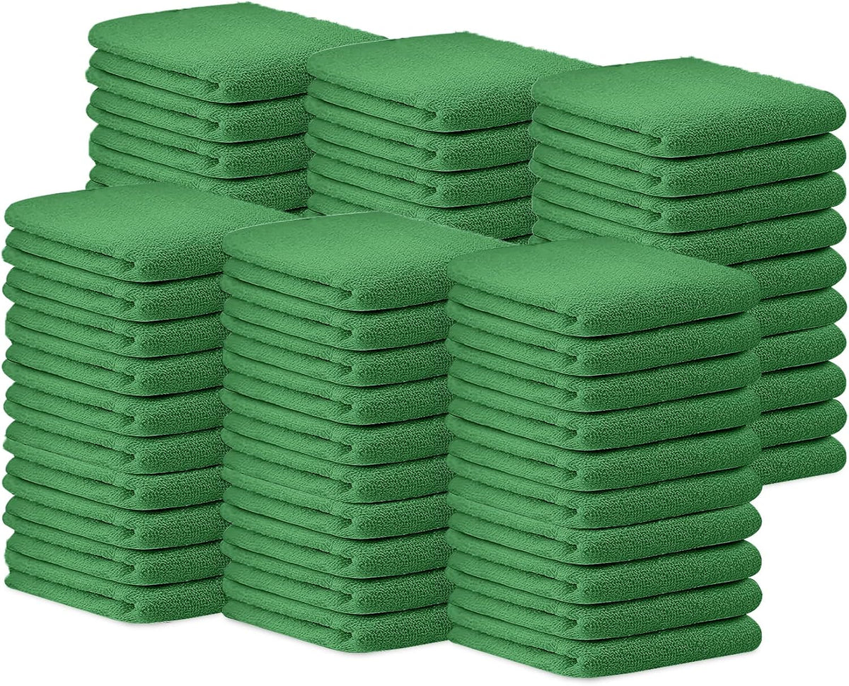 Avalon Towels Bar Towels (Pack of 60) Size 14x17 Inches – 100% Cotton, Absorbent and Reusable Cleaning Rags, Multipurpose Cleaning Towels, Terry Cloth Rags, Durable Shop Rags (Green)