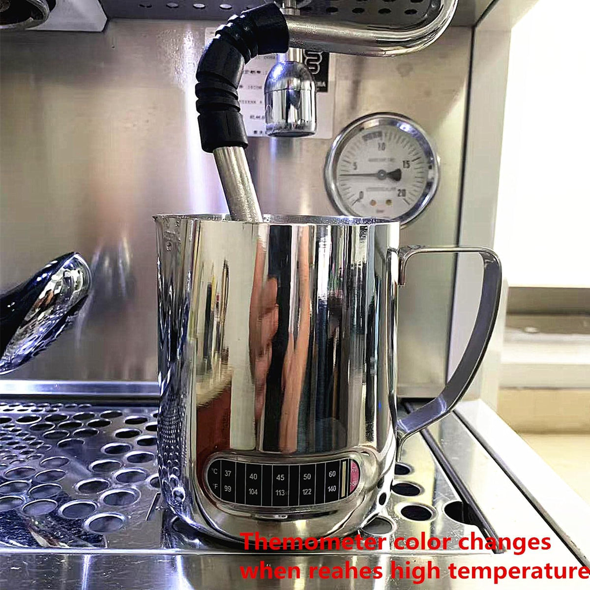 Milk Frothing Pitchers 21 oz (600 ml) with Integrated Thermometer