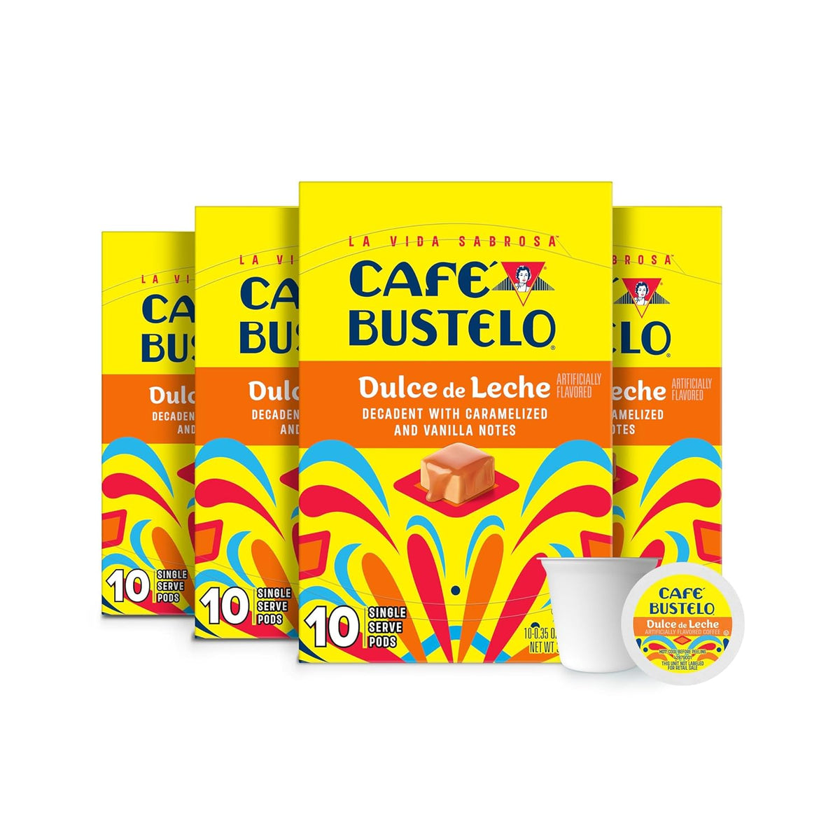 Café Bustelo Dulce de Leche Artificially Flavored Coffee Pods, 60 Count | Compatible with Keurig brewers (Not affiliated. See full product description), Caramel notes, Shelf stable, SNAP EBT eligible