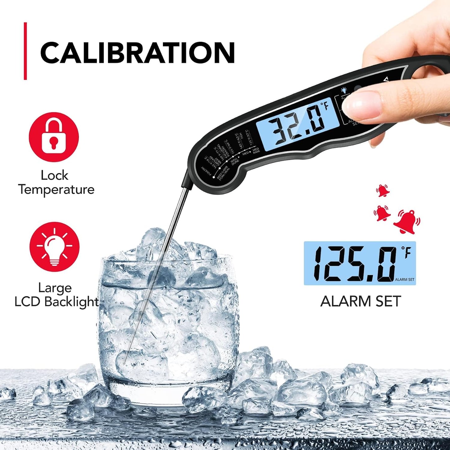 Meat Thermometer, Instant Read Food Thermometer for Cooking, Digital Food Thermometer with LCD Backlight for Candy Fry Grill BBQ Liquids, Kitchen Oven Safe Dual Probe 2 in 1 Thermometer | Digital Food LCD Backlight for Candy Fry Grill BBQ Liquids, Kitchen