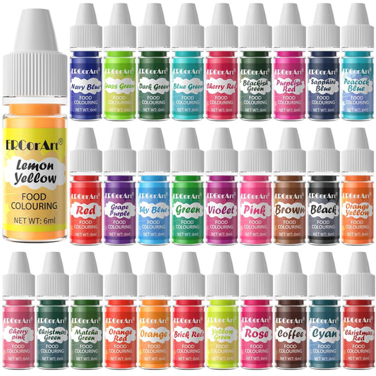 Food Coloring - 30 Colors Food Coloring Liquid, Natural Vibrant Food Color for Baking, Cookies, Easter Egg, Icing, Dessert
