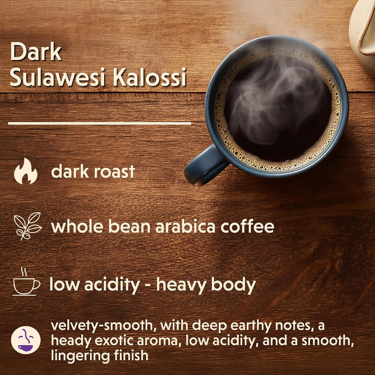 Coffee Bean Direct Dark Sulawesi Kalossi, Whole Bean, 2.5lb Bag | Dark Roast, Single Origin Arabica Coffee Beans