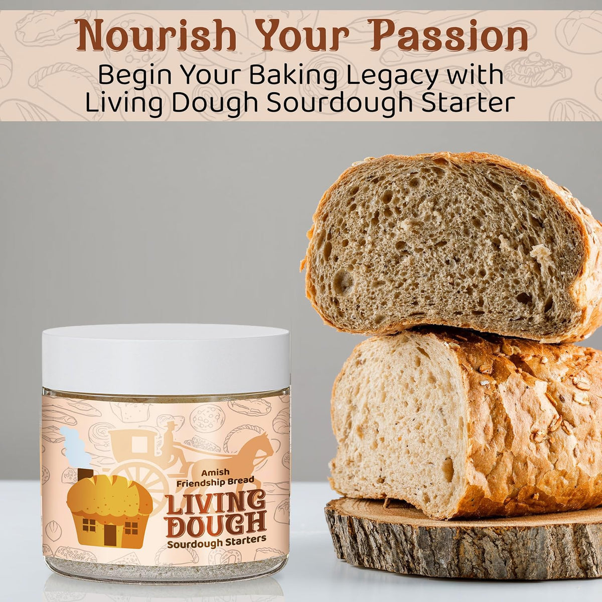 55 Year Old Amish Friendship Sourdough Starter Culture for Baking, 3.5 Oz | Sweet, Active &amp; Live Organic Sourdough Starter for Artisan Bread, Pizza Dough, Waffles, Homemade Bread Recipes and More