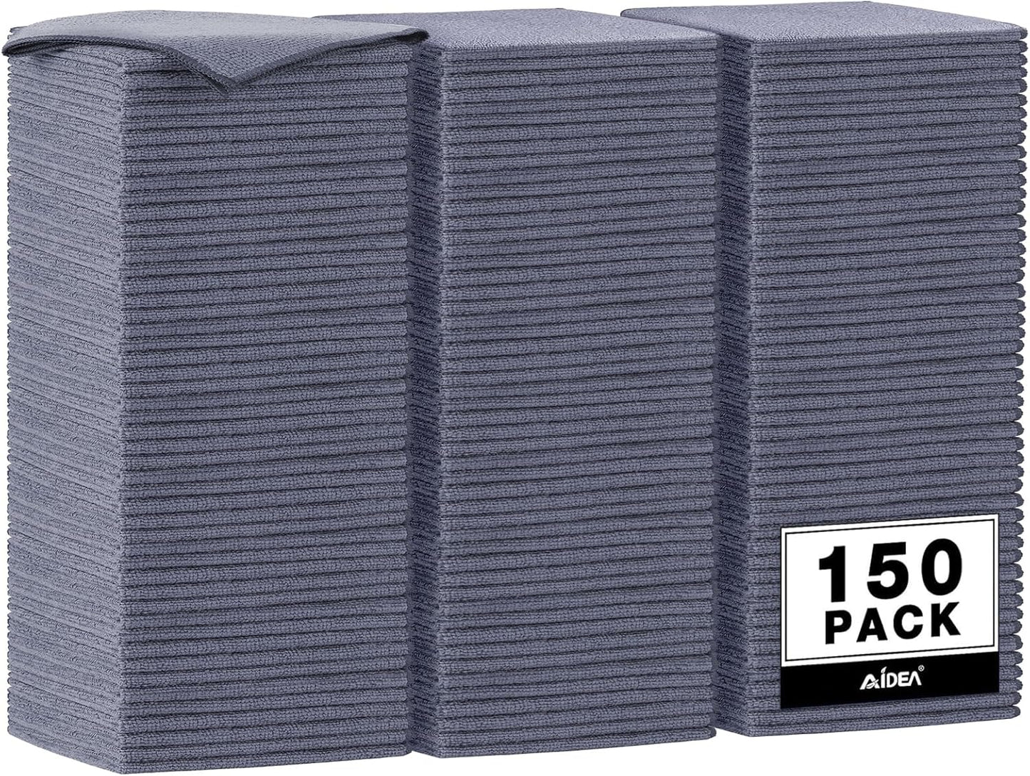 AIDEA Microfiber Cleaning Cloth Grey 150PK, Microfiber Towels for Cars, Premium Car Cloths, Dusting 