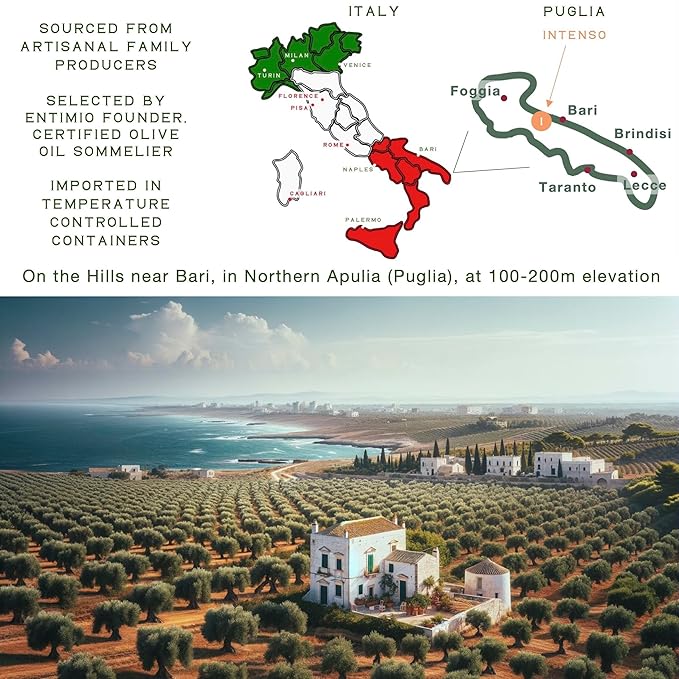 Entimio Intenso Organic Italian Extra Virgin Olive Oil from Italy, 900+ mg/kg High in Polyphenols, 2025 Gold Winner, Puglia Early Harvest evoo, Cold Extracted, Lab Tested - 16.9 fl oz